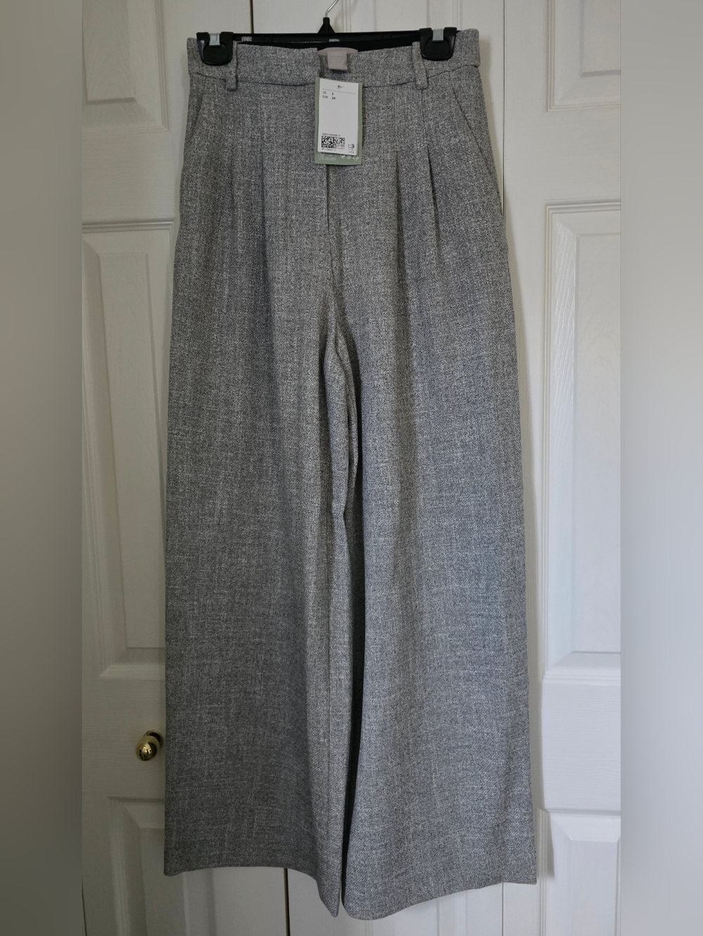 H&M High-Waisted Wide-Leg Gray Trousers In Gray melange Size 2 NWT